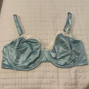 NWOT - Dream Angels - Unlined Balconet Satin Bra with Lace Trim - Sea Foam Green